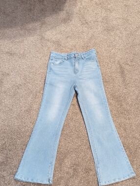 Derek Heart Light Blue Flared Wide-Leg Jeans